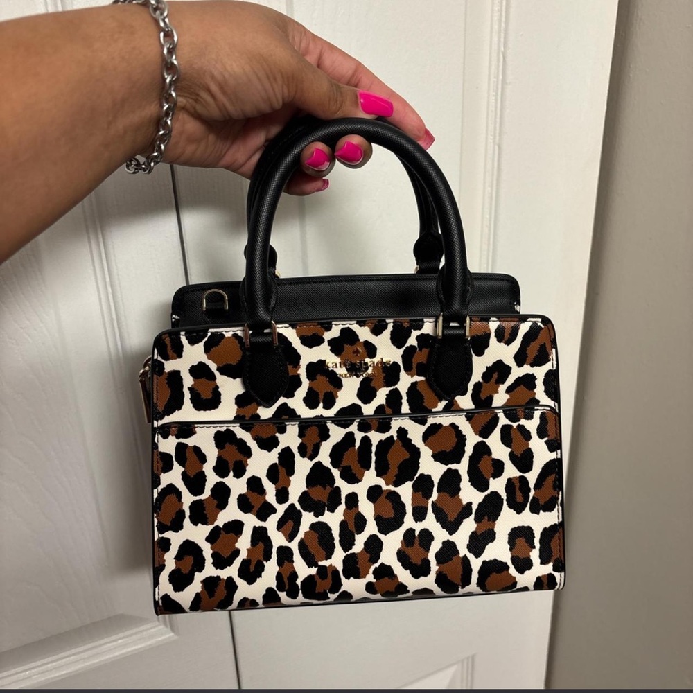 Kate Spade Leopard Print Mini Bag with Black Handles